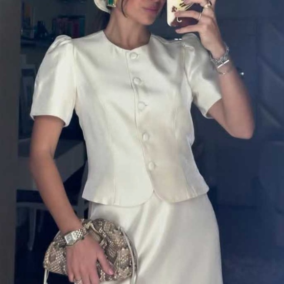 BEST Reformation Mika Two Piece Set of 2 Cream Light Beige Cocktail Party Causal - Picture 5 of 14